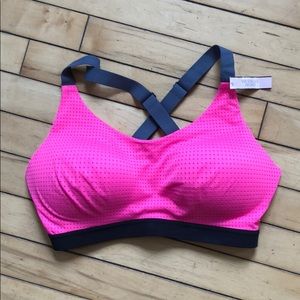Victoria's Secret Pink Wireless Crossback Sports Bra with Black Band